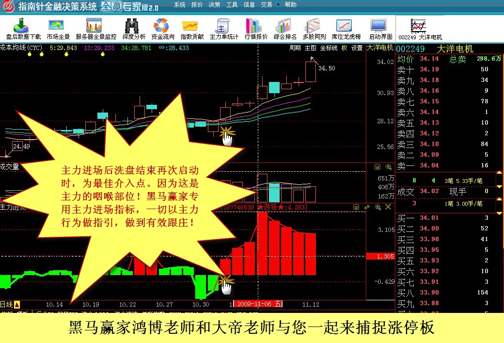 【全赢决策】黑马赢家"主力进场"揭密-大洋电机逆市上冲(视频课件)